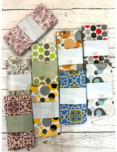 PRINTED COTTON TABLECLOTH ESMERALDA ZAMBAITI - 12 PEOPLE