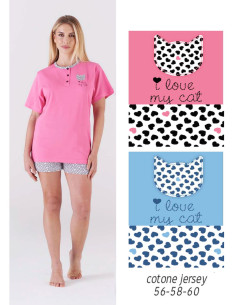 Pigiama donna CALIBRATO a manica corta in jersey di cotone Karelpiu' KC6122 2