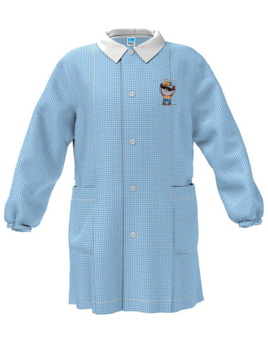 Grembiule asilo bambino Siggi Happy School 33GR4047 Quadri Bianco/Azzurro