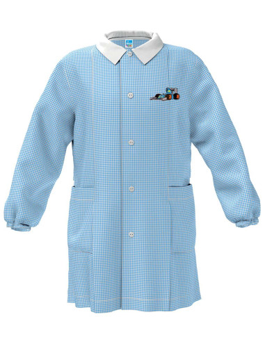 Grembiule asilo bambino Siggi Happy School 33GR4046 Quadri Bianco/Azzurro