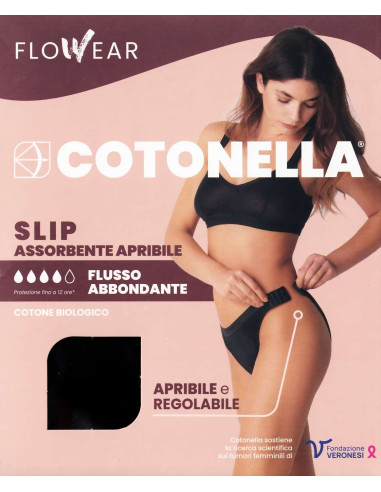 Slip assorbente apribile e LAVABILE in cotone elasticizzato Cotonella ADB96