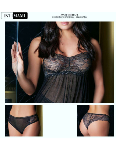 Sexy tulle and lace babydoll with brazilian briefs Intimami ID1262 Sexy tulle and lace babydoll with brazilian briefs Intimami ID1262