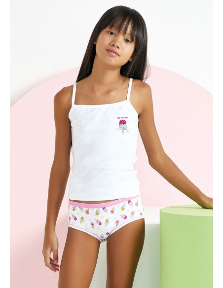 Completo bambina con canottiera e slip in cotone elasticizzato Jadea 149 Completo bambina con canottiera e slip in cotone elasticizzato Jadea 149