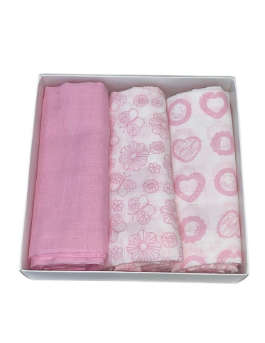 BABY GAUZE SQUARES MUSSOLINES SET OF 3 LPs IX4003