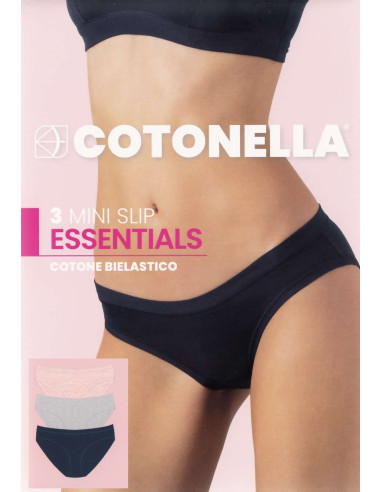 Group 3 women's colored stretch cotton briefs Cotonella 3362 Melange