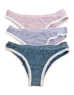 Group 3 colored lace and cotton brazilian briefs Jadea 6426