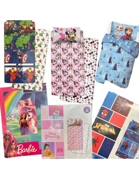 COMPLETO LETTO PER BAMBINI IN COTONE PERSONAGGI DISNEY E MARVEL 1 PIAZZA
