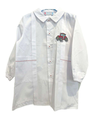Grembiule asilo bambino Andy&Gio' 90235B Bianco trattore