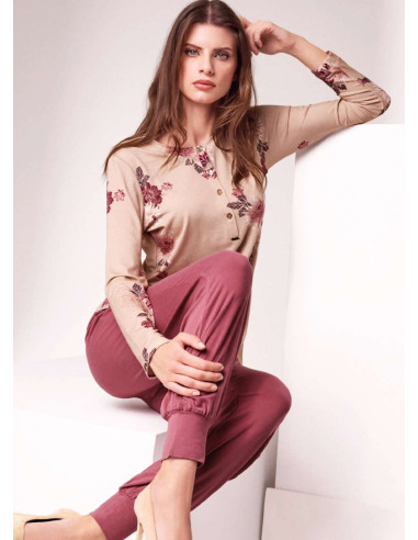 Woman heavy viscose jersey pajamas Lormar Kabuki KAB652187