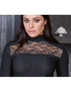 Maglia donna sottogiacca a lupetto in pizzo e lurex Intimami 1273 2