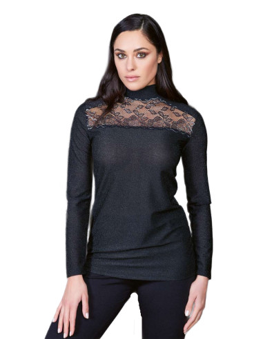 Women turtleneck under jacket with lurex and lace Intimami 1273