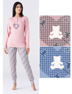 Women's warm cotton jersey pajamas Karelpiu' KY7059