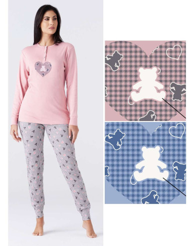 Pigiama donna in jersey di cotone caldo Karelpiu' KY7059
