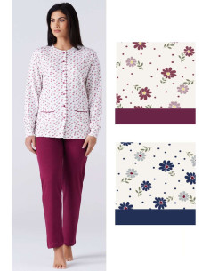 Women's warm cotton jersey OPENED pajamas Karelpiu' KY7025