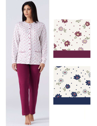 Women's warm cotton jersey OPENED pajamas Karelpiu' KY7025