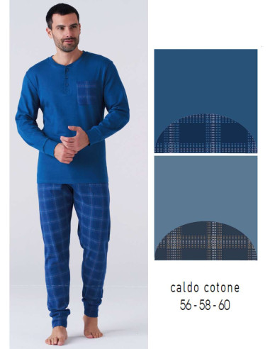 Men's calibrated warm cotton jersey pajamas Karelpiu' KY7134