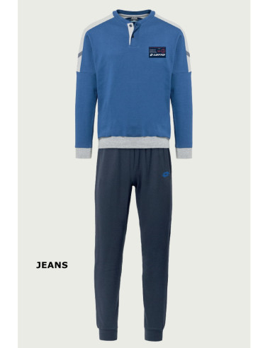 Pigiama uomo a serafino in jersey di cotone caldo Lotto LP2105 Pigiama uomo a serafino in jersey di cotone caldo Lotto LP2105