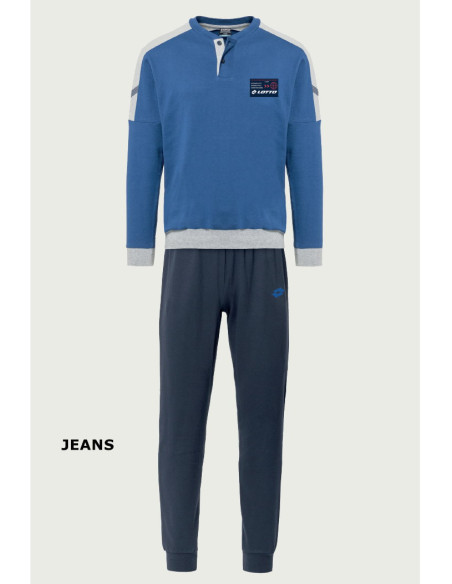 Pigiama uomo a serafino in jersey di cotone caldo Lotto LP2105 Pigiama uomo a serafino in jersey di cotone caldo Lotto LP2105