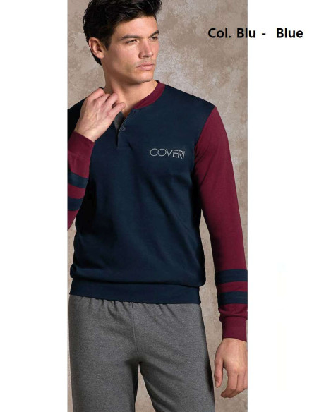 Men's warm cotton jersey pajamas Enrico Coveri EP2162 Men's warm cotton jersey pajamas Enrico Coveri EP2162