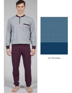 Men's warm cotton jersey pajamas with cuffs Bip Bip 7150