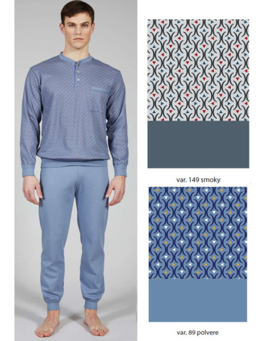 Men's warm cotton jersey pajamas with cuffs Bip Bip 7147