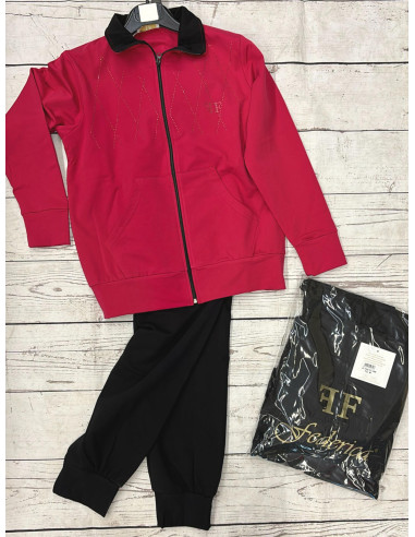 Women's warm stretch cotton jersey tracksuit Federica FF2402