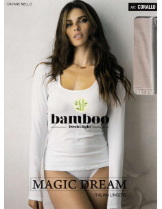 Maglia donna a manica lunga in bamboo Magic Dream Corallo