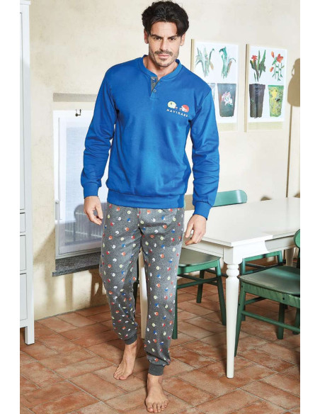 Pigiama uomo in jersey di cotone caldo Navigare 141751 Pigiama uomo in jersey di cotone caldo Navigare 141751