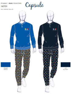 Men's warm cotton jersey pajamas Navigare 141751 2