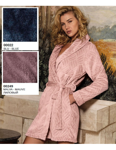 Vestaglia donna sciallata in caldo pile coral cimato Sielei RD73