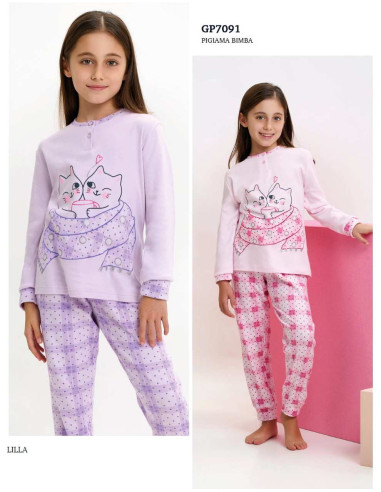 Pigiama da bambina in CALDO cotone Il Granchietto Gp7091