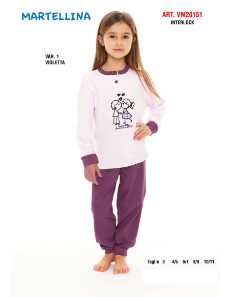Pigiama da bambina in CALDO cotone Martellina VM20151 Pigiama da bambina in CALDO cotone Martellina VM20151