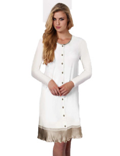 Woman opened viscose and saten long sleeves nightdress Andra 7453