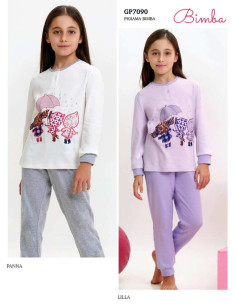 Pigiama da bambina in CALDO cotone Il Granchietto GP7090