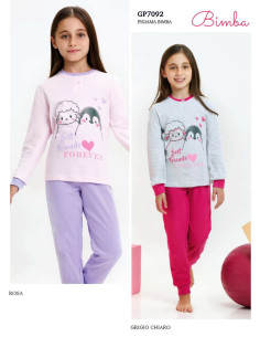 Girl's warm cotton jersey pajamas Il Granchietto GP7092