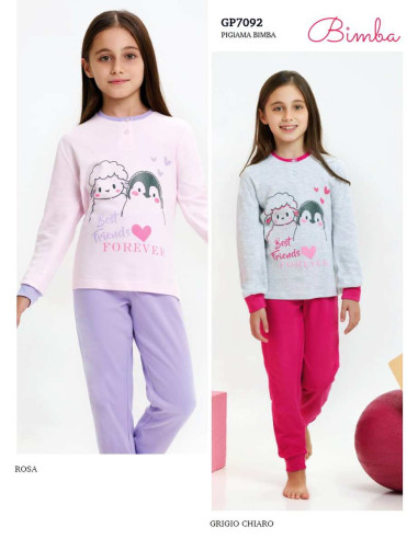 Pigiama da bambina in CALDO cotone Il Granchietto GP7092