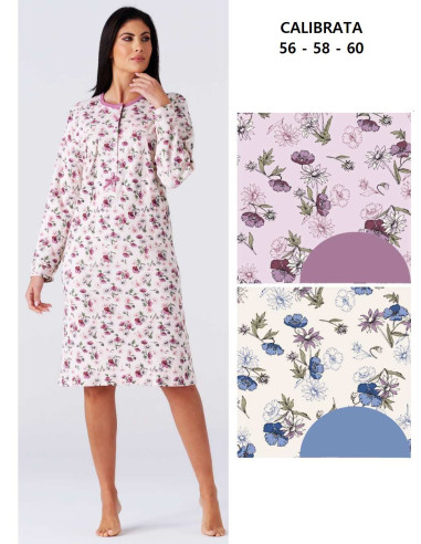 Camicia da notte donna calibrata in jersey di cotone caldo Karelpiu' KY7009