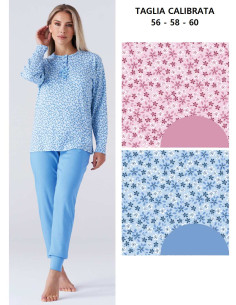 Women's calibrated warm cotton jersey pajamas Karelpiu' KY7018