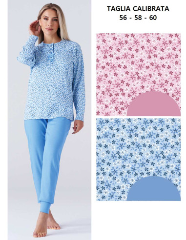 Pigiama donna calibrato in jersey di cotone caldo Karelpiu' KY7018