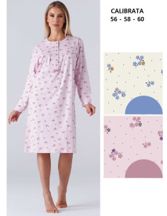 Women's warm cotton jersey OVERSIZES nightdress Karelpiu' KY7004