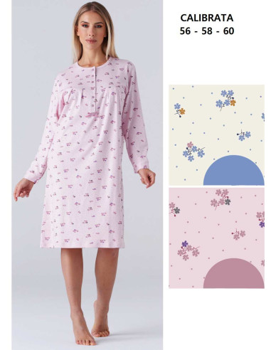 Camicia da notte donna calibrata in jersey di cotone caldo Karelpiu' KY7004