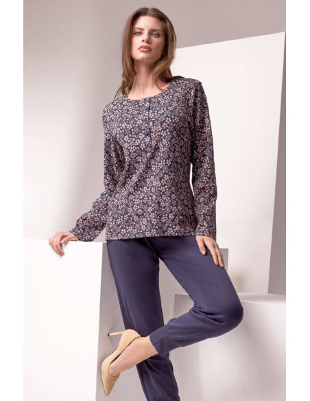 Woman warm cotton jersey pajamas Lormar Casula CAS652092