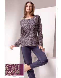Woman warm cotton jersey pajamas Lormar Casula CAS652092 2