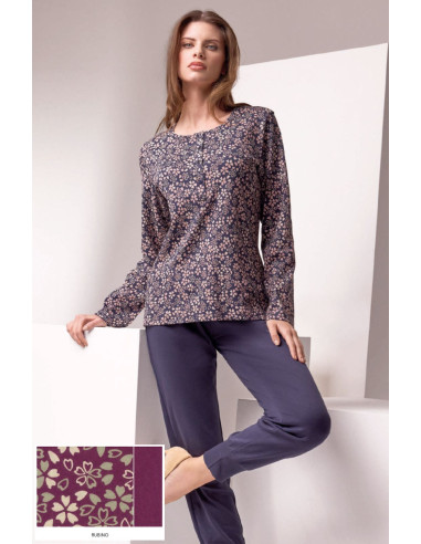 Woman warm cotton jersey pajamas Lormar Casula CAS652092