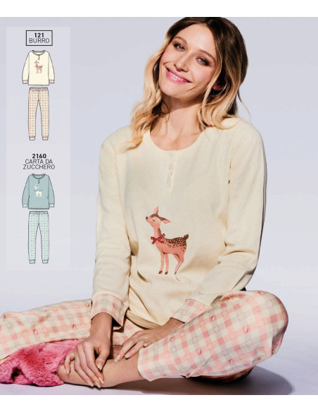 Warm cotton jersey women's pajamas Infiore Fawn FWN651992