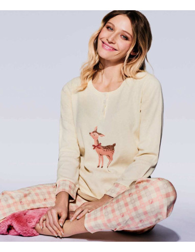 Pigiama donna in jersey di cotone caldo Infiore Fawn FWN651992