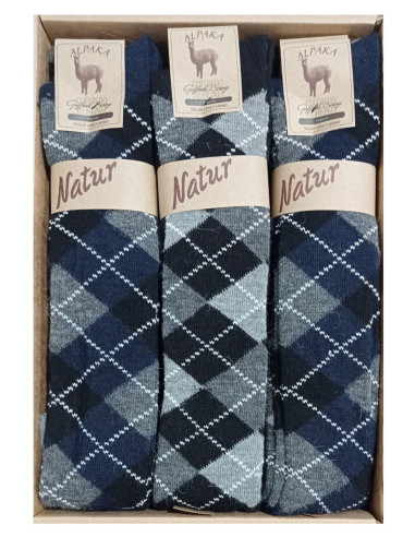 Group of 2 men's squared long socks in alpaca wool Goffredo Berenzi 9005U