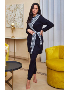 Women's warm plush cotton jersey short dressing gown Intimami ID1239