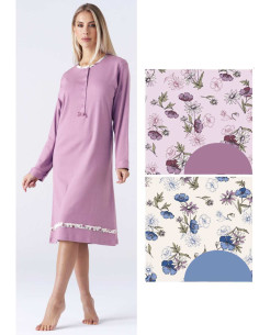 Women's warm cotton jersey nightdress Karelpiu' KY7007