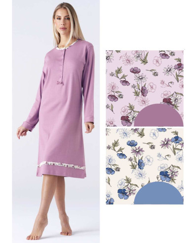 Camicia da notte donna in jersey di cotone caldo Karelpiu' KY7007